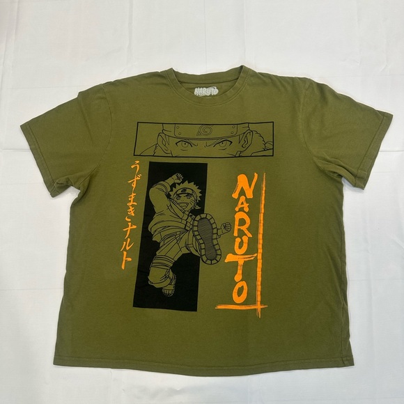 Naruto Other - Naruto Shippuden Men’s Olive Green Graphic T-Shirt Uzumaki Anime Tee Size XL